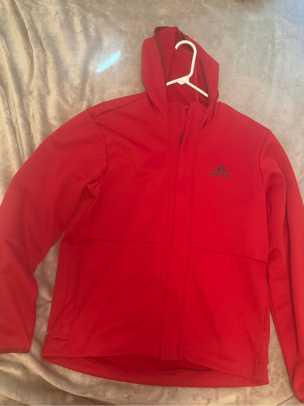 adidas Men’s Red Full-Zip Hooded Performance Jacket
